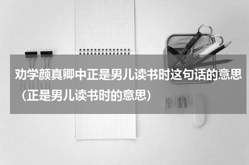 劝学颜真卿中正是男儿读书时这句话的意思（正是男儿读书时的意思）