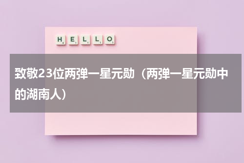 致敬23位两弹一星元勋（两弹一星元勋中的湖南人）