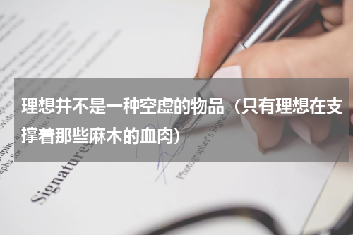 理想并不是一种空虚的物品（只有理想在支撑着那些麻木的血肉）