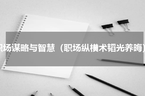 职场谋略与智慧（职场纵横术韬光养晦）