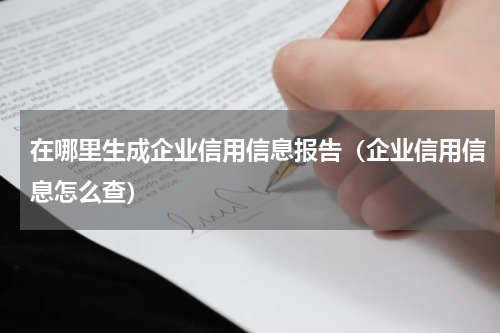 在哪里生成企业信用信息报告（企业信用信息怎么查）