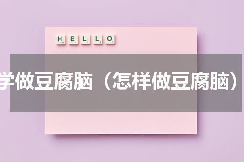 学做豆腐脑（怎样做豆腐脑）