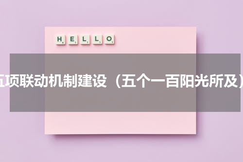 五项联动机制建设（五个一百阳光所及）