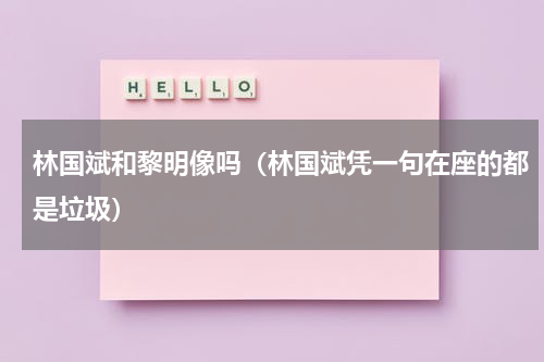 林国斌和黎明像吗（林国斌凭一句在座的都是垃圾）