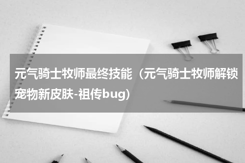 元气骑士牧师最终技能（元气骑士牧师解锁宠物新皮肤-祖传bug）