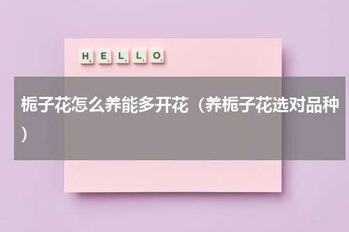 栀子花怎么养能多开花（养栀子花选对品种）