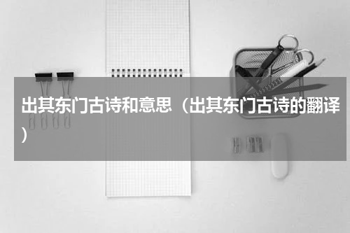 出其东门古诗和意思（出其东门古诗的翻译）