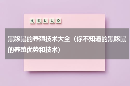黑豚鼠的养殖技术大全（你不知道的黑豚鼠的养殖优势和技术）