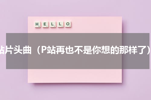 P站片头曲（P站再也不是你想的那样了）