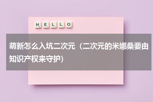 萌新怎么入坑二次元（二次元的米娜桑要由知识产权来守护）