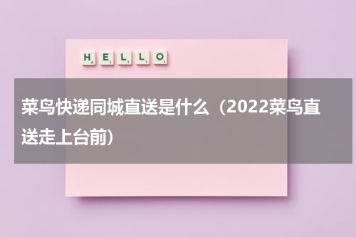 菜鸟快递同城直送是什么（2022菜鸟直送走上台前）