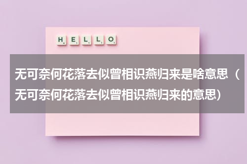 无可奈何花落去似曾相识燕归来是啥意思（无可奈何花落去似曾相识燕归来的意思）