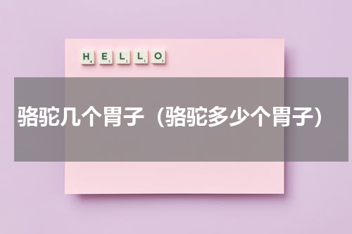 骆驼几个胃子（骆驼多少个胃子）