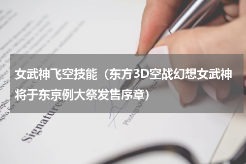 女武神飞空技能（东方3D空战幻想女武神将于东京例大祭发售序章）