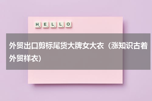 外贸出口剪标尾货大牌女大衣（涨知识古着外贸样衣）