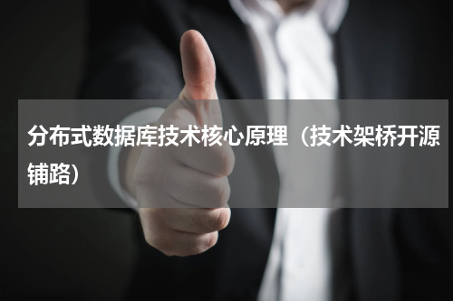 分布式数据库技术核心原理（技术架桥开源铺路）