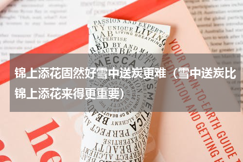 锦上添花固然好雪中送炭更难（雪中送炭比锦上添花来得更重要）