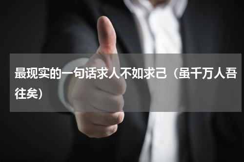最现实的一句话求人不如求己（虽千万人吾往矣）