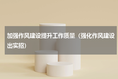 加强作风建设提升工作质量（强化作风建设出实招）
